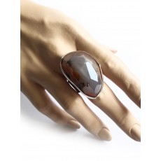 Rough Agate Ring, Brown Gray,